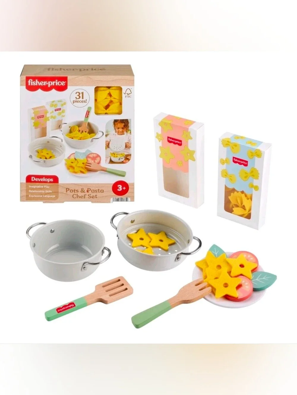 Fisher-Price Pots & Pasta Chef Set - 31 Pieces.  Never opened.